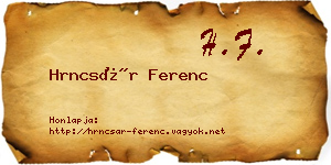 Hrncsár Ferenc névjegykártya