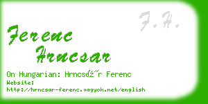 ferenc hrncsar business card